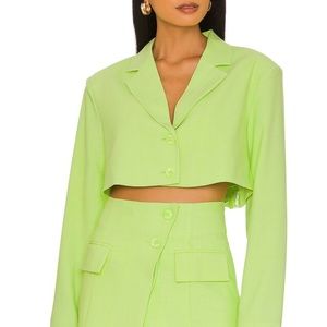 WeWoreWhat Cropped Blazer in Sharp Green